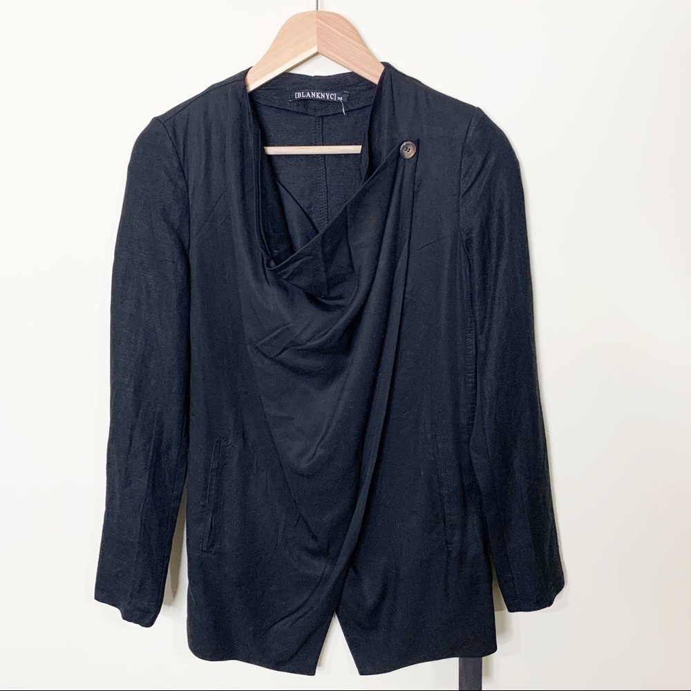 Blank NYC Black Linen Lyocell Drape Jacket